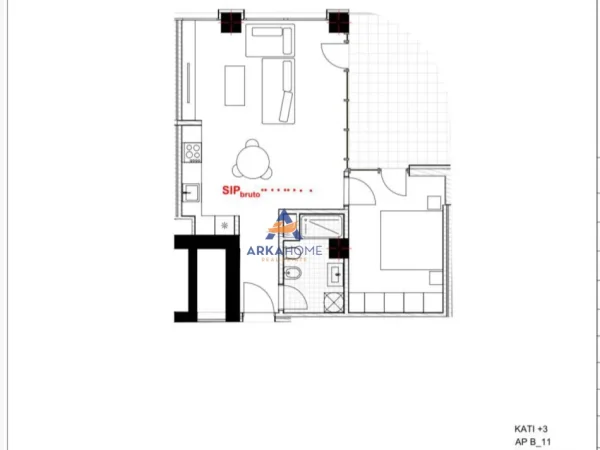 Tirane, shitet apartament 1+1+Ballkon Kati 3, 84 m² 117.600 € (ASTIR)