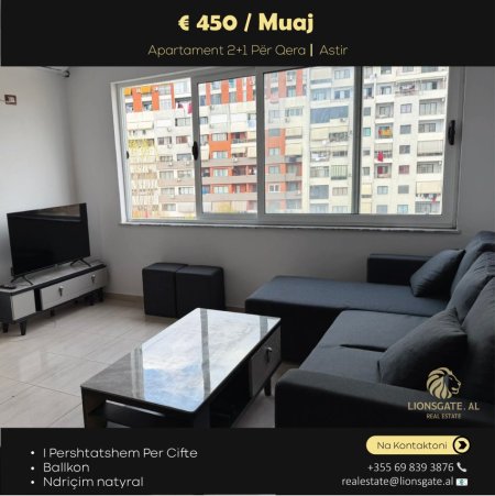 Tirane, jepet me qera apartament 2+1+Ballkon , 75 m² 450 € 