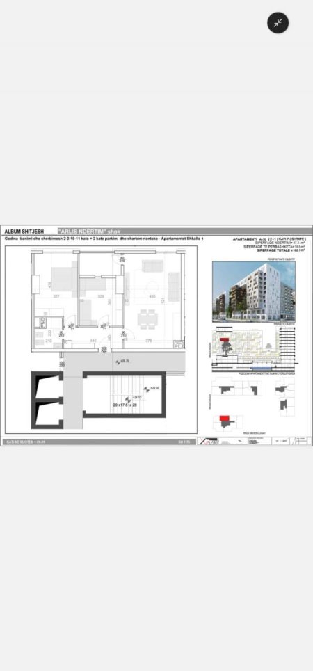 Tirane, shitet apartament 2+1+BLK Kati 7, 102 m² 234.195 Euro (Rruga e Kavajes)