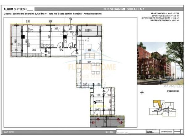 Tirane, shitet apartament Kati 0, 132 m² 165.000 Euro (Kompleksi Clover)