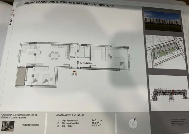 Tirane, shitet apartament 2+1 Kati 4, 110 m² 89.000 € (KAMEZ)