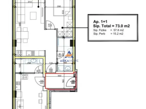Tirane, shitet apartament 1+1 Kati 5, 73 m² 125.000 € 