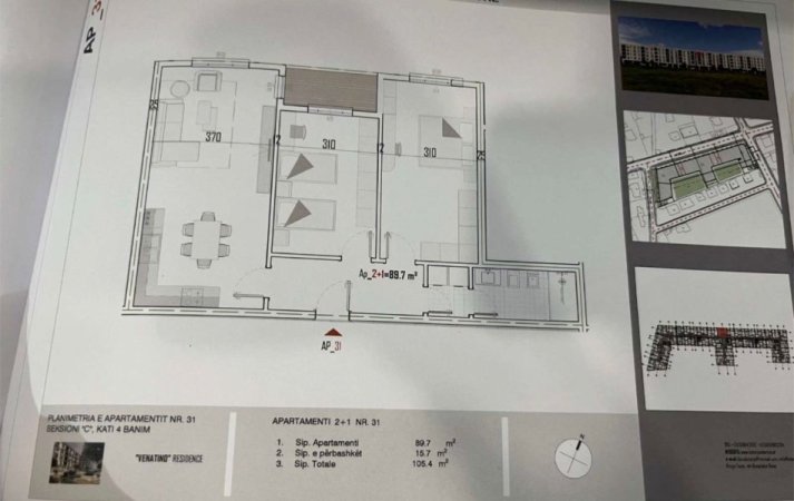 Tirane, shitet apartament 2+1 Kati 4, 105 m² 84.500 € (KAMEZ)