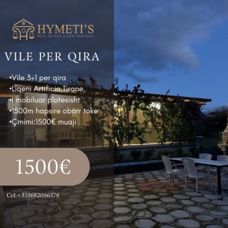 Tirane, jepet me qera Vile 3+1 , 1.500 €