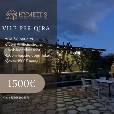 Tirane, jepet me qera Vile 3+1 , 1.500 €