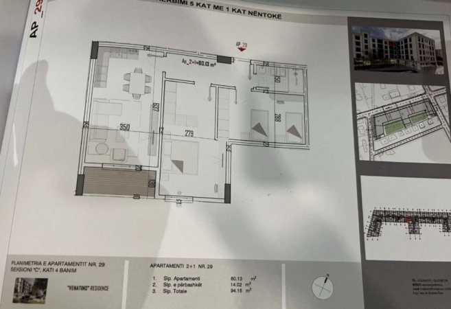 Tirane, shitet apartament 2+1 Kati 4, 94 m² 75.500 € (KAMEZ)