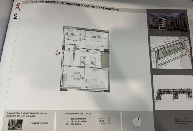 Tirane, shitet apartament 2+1 Kati 4, 100 m² 81.000 € (KAMEZ)