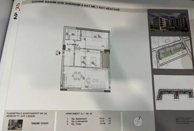 Tirane, shitet apartament 2+1 Kati 4, 100 m² 81.000 € (KAMEZ)