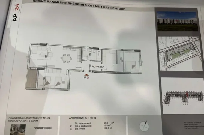 Tirane, shitet apartament 2+1 Kati 3, 110 m² 89.000 € (KAMEZ)