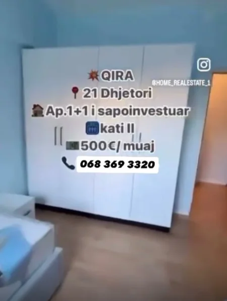 Tirane, jepet me qera apartament 1+1+Ballkon Kati 2, 55 m² 500 € (21 dhjetori)
