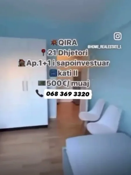 Tirane, jepet me qera apartament 1+1+Ballkon Kati 2, 55 m² 500 € (21 dhjetori)