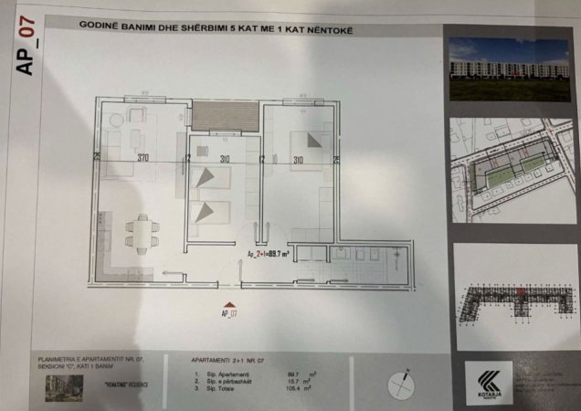 Tirane, shitet apartament 2+1 Kati 1, 105 m² 84.500 € (KAMEZ)