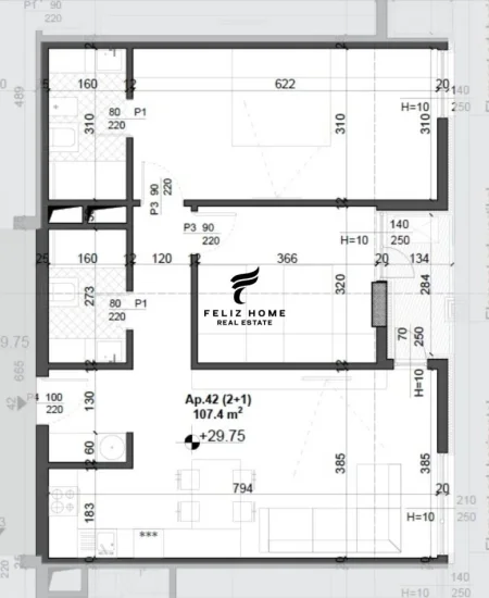 Tirane, shitet apartament 2+1 , 107 m² 157.000 € (ISH FUSHA E AVIACIONIT)