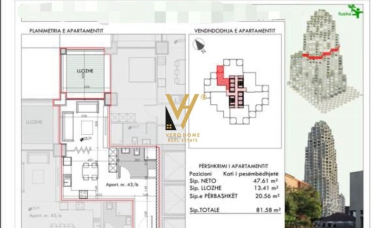 Tirane, shitet apartament 1+1+Ballkon Kati 15, 81 m² 310.000 Euro (QENDER)