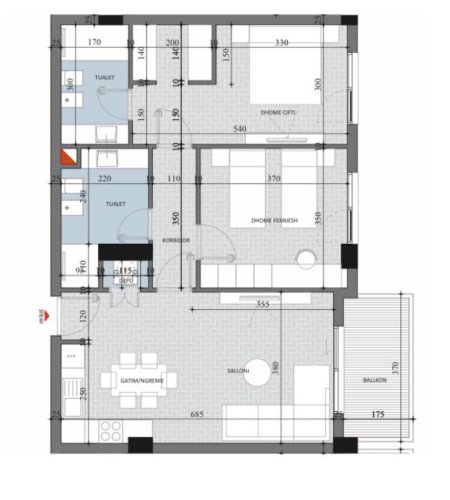 Tirane, shitet apartament 2+1+Ballkon , 102 m² 101.570 € (Diellon 2, Paskuqan)