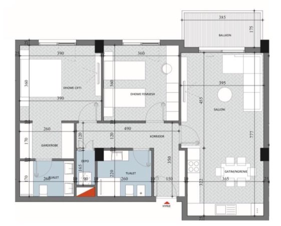 Tirane, shitet apartament 2+1+Ballkon , 116 m² 115.860 € (Diellon 2, Paskuqan)