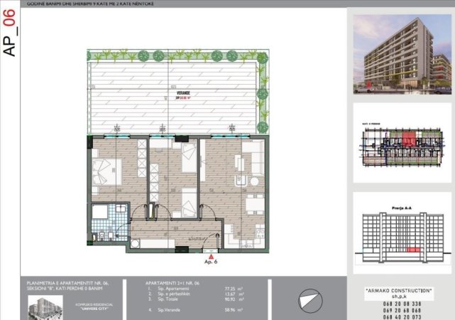 Shqiperi, shitet apartament 2+1+Ballkon Kati 0, 91 m² 132.500 € (Univers city)