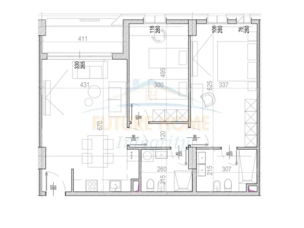 Tirane, shitet apartament 2+1+2+Ballkon Kati 8, 121 m² 242.720 € (River Side Residences)
