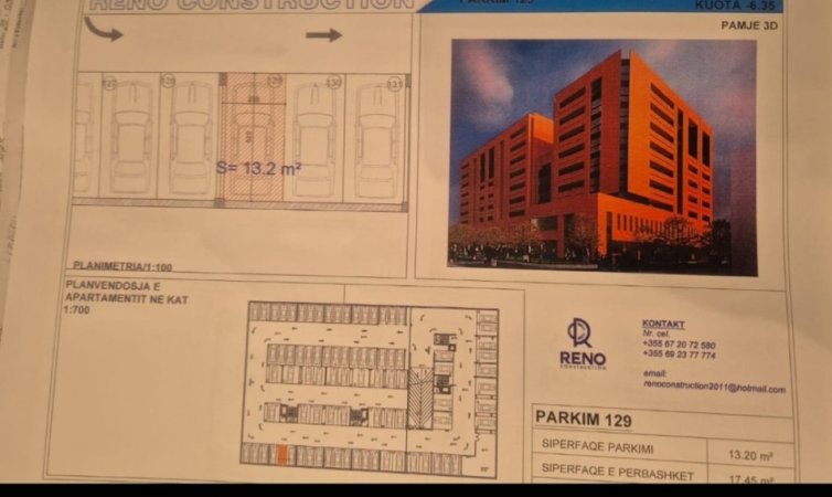 Tirane, shitet nga Pronari, pa-komision garazh | post parkimi Kati -2, 14 m² (Panorama)