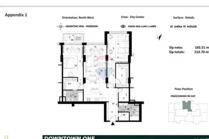 Tirane, shitet apartament 2+1 Kati 19, 211 m² 825.000 € (DownTown One Rruga George Bush, Tiranë(ID: 530221059-259)