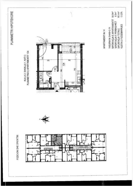 Tirane, shitet apartament 1+1+Ballkon Kati 3, 65 m² 170.000 € (Fiori Di Bosko)