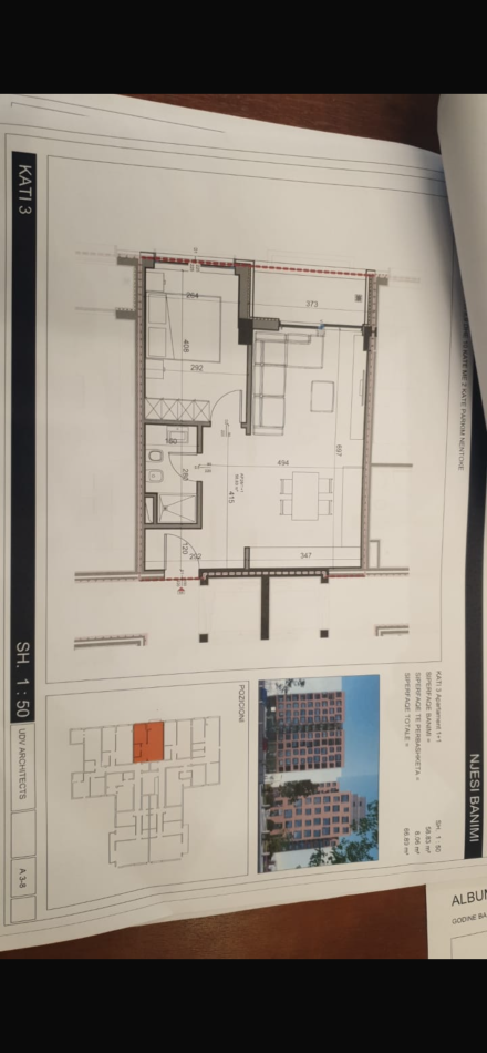 Tirane, shitet apartament 1+1+Ballkon Kati 3, 67 m² 167.500 € (Rruga Ali Pashe Gucia)