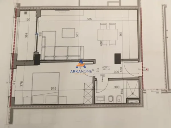 Tirane, shitet apartament 1+1 Kati 3, 67 m² 169.725 € 