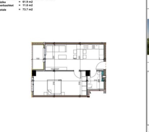 Tirane, shes apartament 1+1 Kati 3, 73 m² 82.500 € 