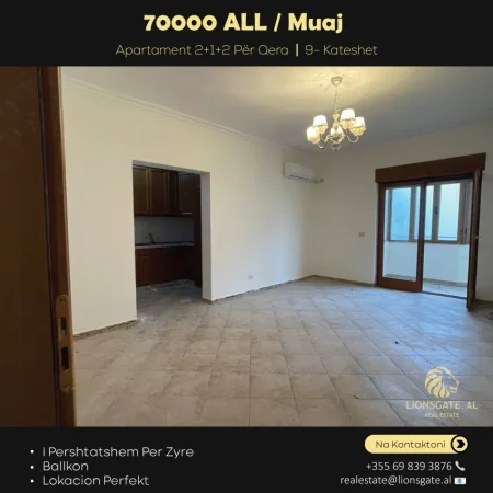 Tirane, jepet me qera apartament 2+1+Ballkon Kati 2, 120 m² 700 € (Tek bar kafe europa)