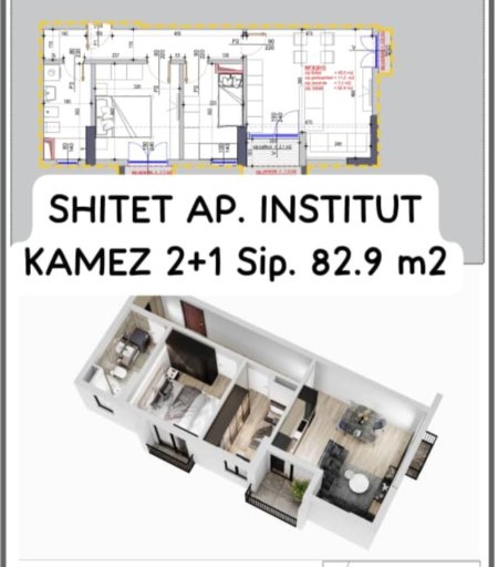 Tirane, shitet apartament 2+1 Kati 4, 83 m² (INSTITUT KAMEZ)