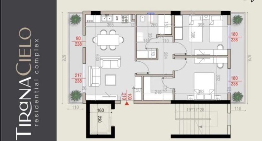 Tirane, shitet apartament 2+1+Ballkon Kati 3, 98 m² 193.000 € (TEG)