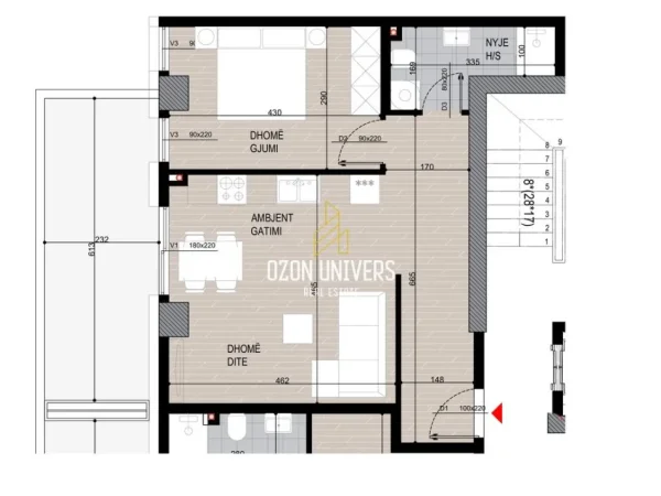 Tirane, shitet apartament 1+1+Ballkon Kati 3, 83 m² 113.120 € (Fusha e Aviacionit)