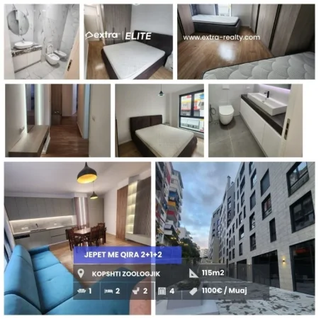 Tirane, jepet me qera apartament 2+1+Ballkon , 115 m² 1.100 € (kopshti zologjik)