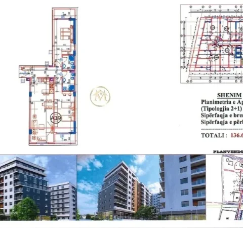 Tirane, shitet apartament 2+1 Kati 5, 136 m² 164.000 € (Paskuqan)