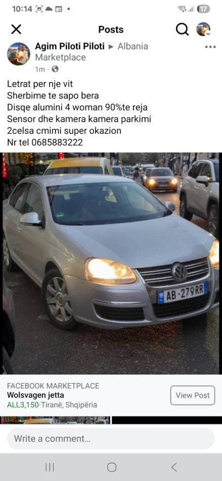 Tirane, shes makine WOLSVAGEN JEETA Benzin, gri metalizato manuale Klima 215.000 km 3.250 €