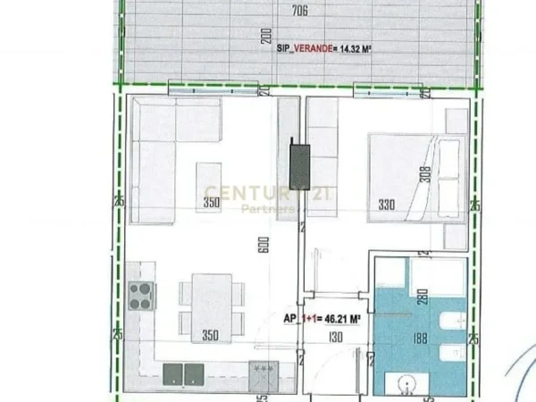Tirane, shes apartament 1+1 Kati 5, 68 m² 70.000 € (Paskuqan)