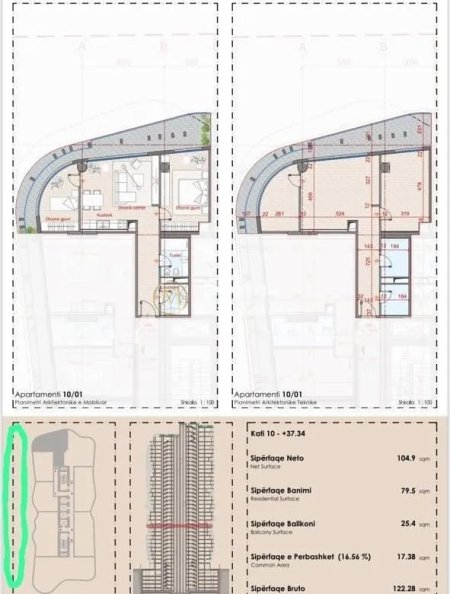Tirane, shitet apartament 2+1 Kati 10, 122 m² 250.674 € (Zogu Zi)