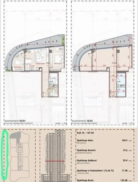Tirane, shitet apartament 2+1 Kati 10, 122 m² 250.674 € (Zogu Zi)