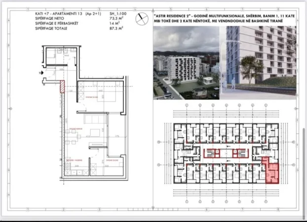 Tirane, shitet apartament 2+1+Aneks+Ballkon Kati 5, 88 m² 105.000 € (astir)