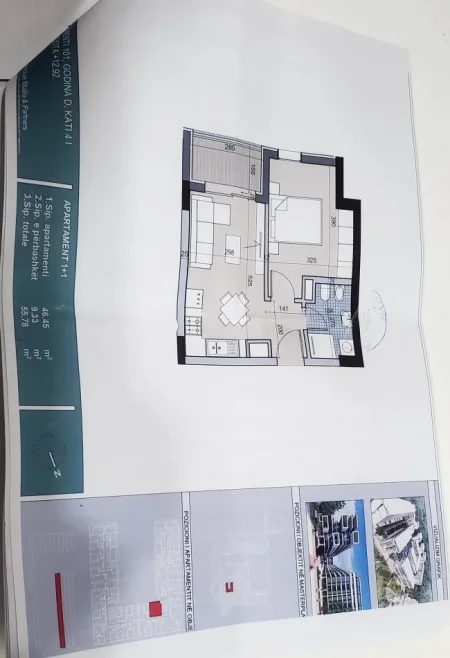 Tirane, shes apartament 1+1+Ballkon Kati 4, 56 m² 66.000 € (Qtu)