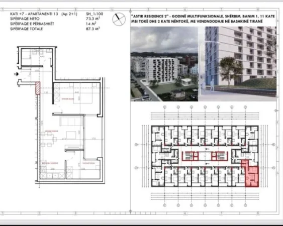 Tirane, jepet me qera apartament 1+1+Ballkon Kati 5, 87 m² 105.000 € (Astir Residence 2)