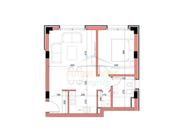 Tirane, shitet apartament 1+1 , (Maison De La Terre Residence), në Mjull-Bathore.