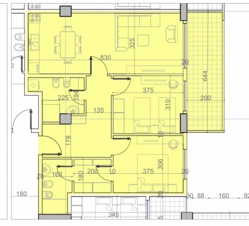 Tirane, shes apartament 2+1 Kati 1, 109 m² 121.000 € (Kamez)