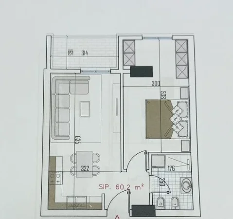 Tirane, shitet apartament 1+1+Ballkon Kati 2, 64 m² 73.404 € (Paskuqan)