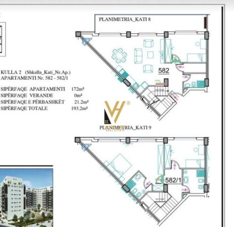 Tirane, shitet apartament duplex 3+1 Kati 8, 193 m² 270.500 Euro (21 DHJETORI)