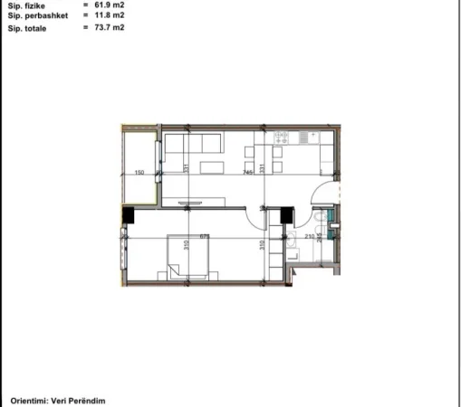 Tirane, shitet apartament 1+1+Ballkon Kati 3, 74 m² 84.000 € (Mehmet Gjevori)