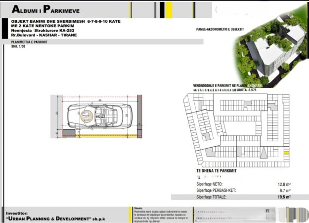 Tirane, shitet garazh | post parkimi Kati -2, 25 m² (Astir Kompleksi Urban Gate)