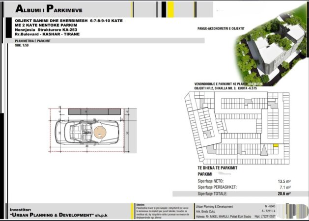 Tirane, shitet garazh | post parkimi Kati -2, 25 m² (Astir Kompleksi Urban Gate)