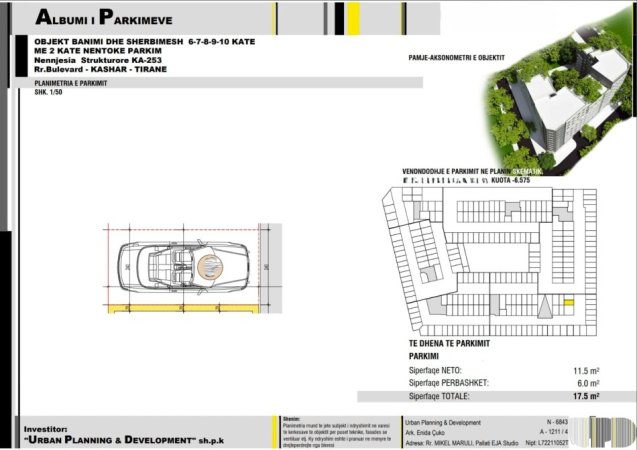 Tirane, shitet garazh | post parkimi Kati -2, 25 m² (Astir Kompleksi Urban Gate)