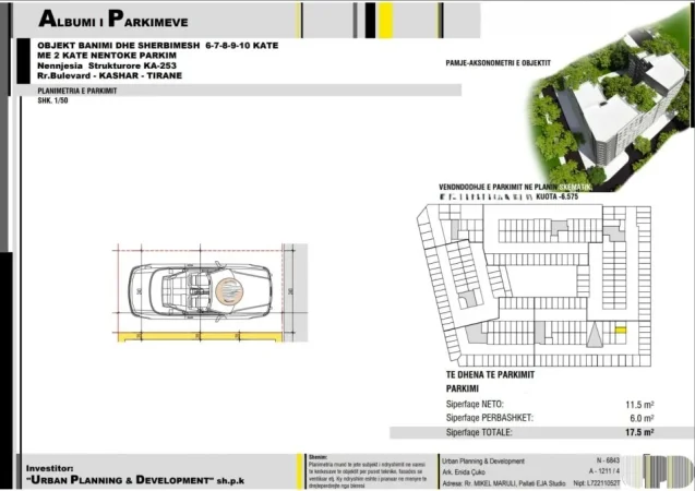 Tirane, shitet garazh | post parkimi Kati -2, 25 m² (Astir Kompleksi Urban Gate)